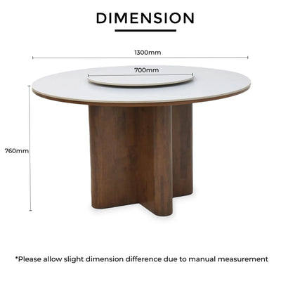 ROVA Marble Dining Table dimensions L1300mm H760mm RD700mm
