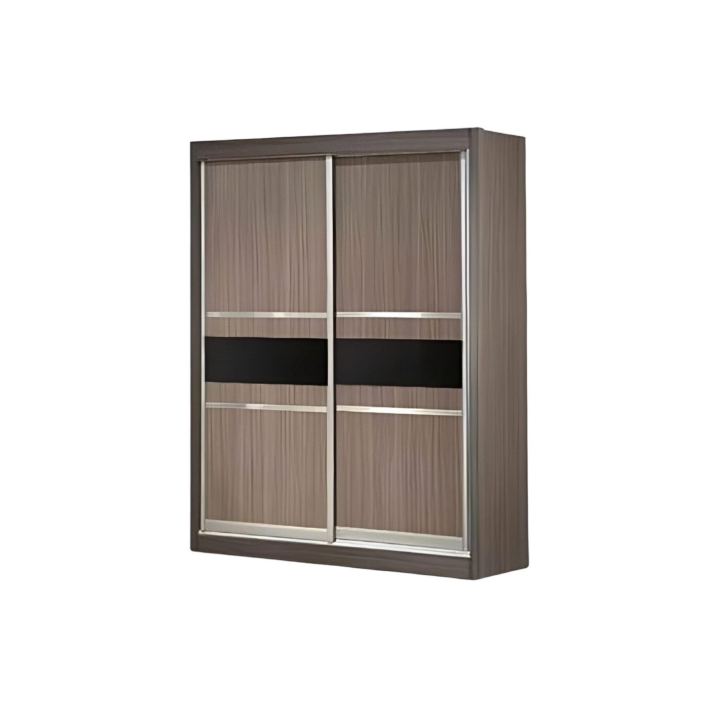 Wooden wardrobe with sliding doors on a white background
