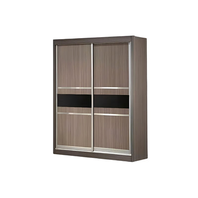 Wooden wardrobe with sliding doors on a white background