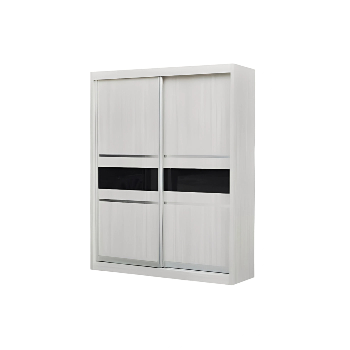 White wardrobe with sliding doors on a white background