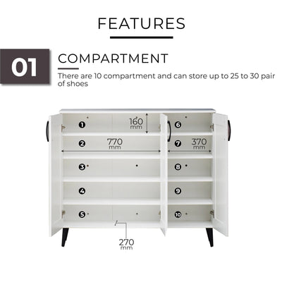 BONIE Shoes Cabinet WHITE/GREY Td Furniture