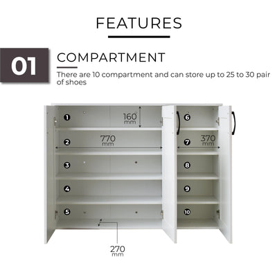 BOON Shoes Cabinet WHITE/GREY Td Furniture