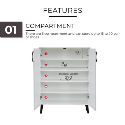 TOFFO  Shoe Cabinet WHITE/GREY Td Furniture