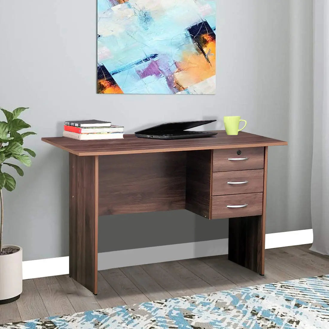 RYAN Study Study Table with Mobile Pedestal Td Furniture