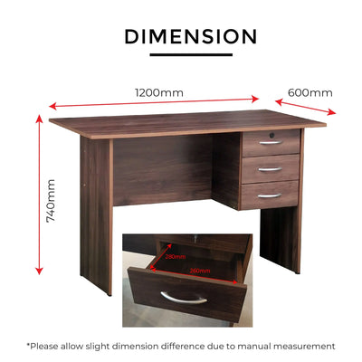 RYAN Study Study Table with Mobile Pedestal Td Furniture