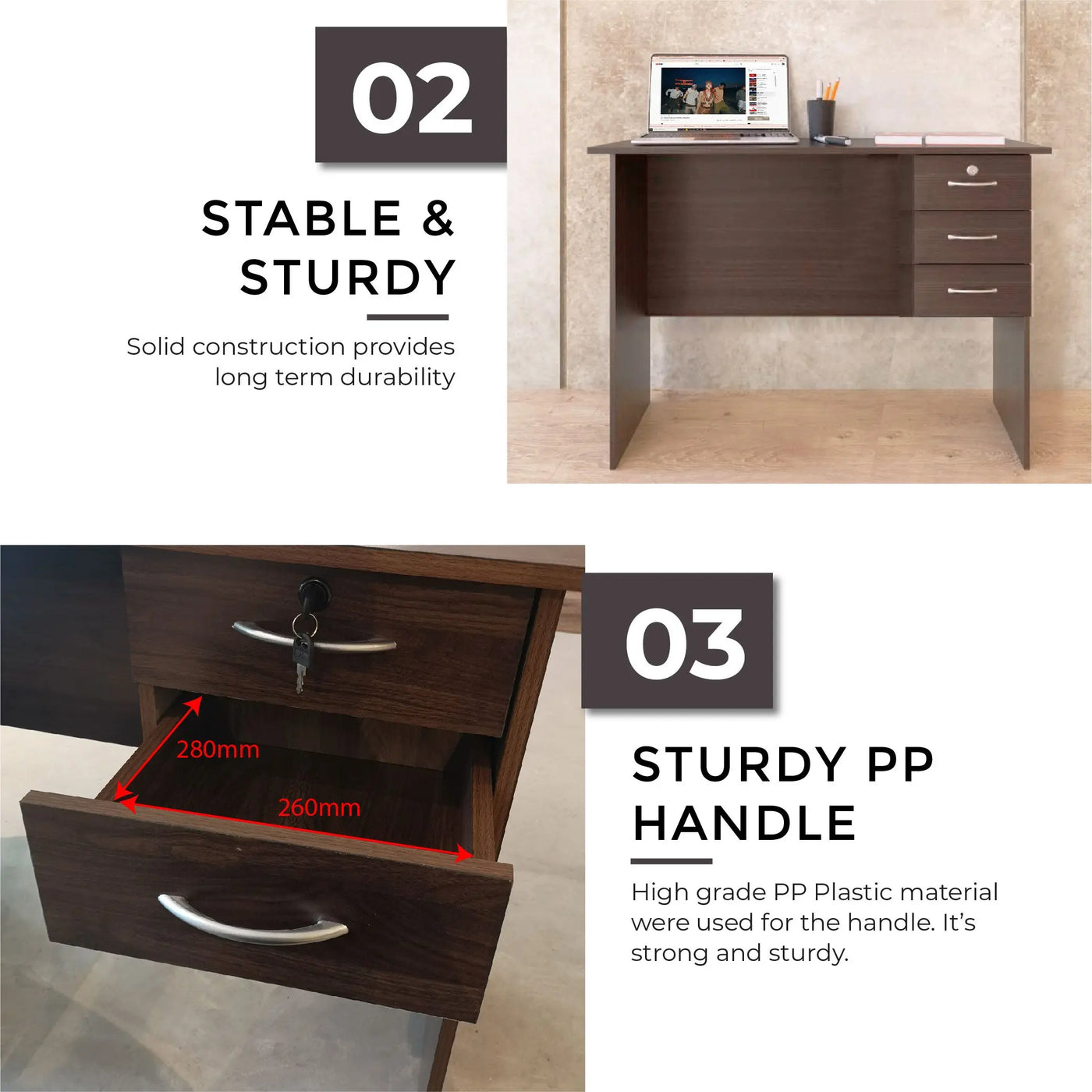 RYAN Study Study Table with Mobile Pedestal Td Furniture
