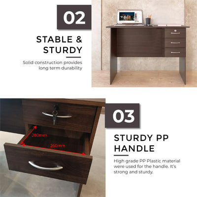 RYAN Study Study Table with Mobile Pedestal Td Furniture