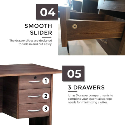 RYAN Study Study Table with Mobile Pedestal Td Furniture