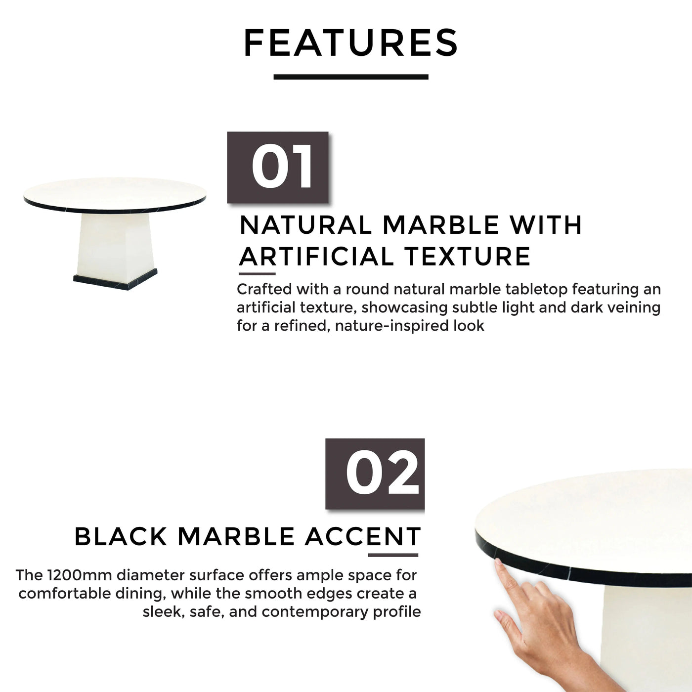 SYLVIA Marble Dining Table - Td Furniture
