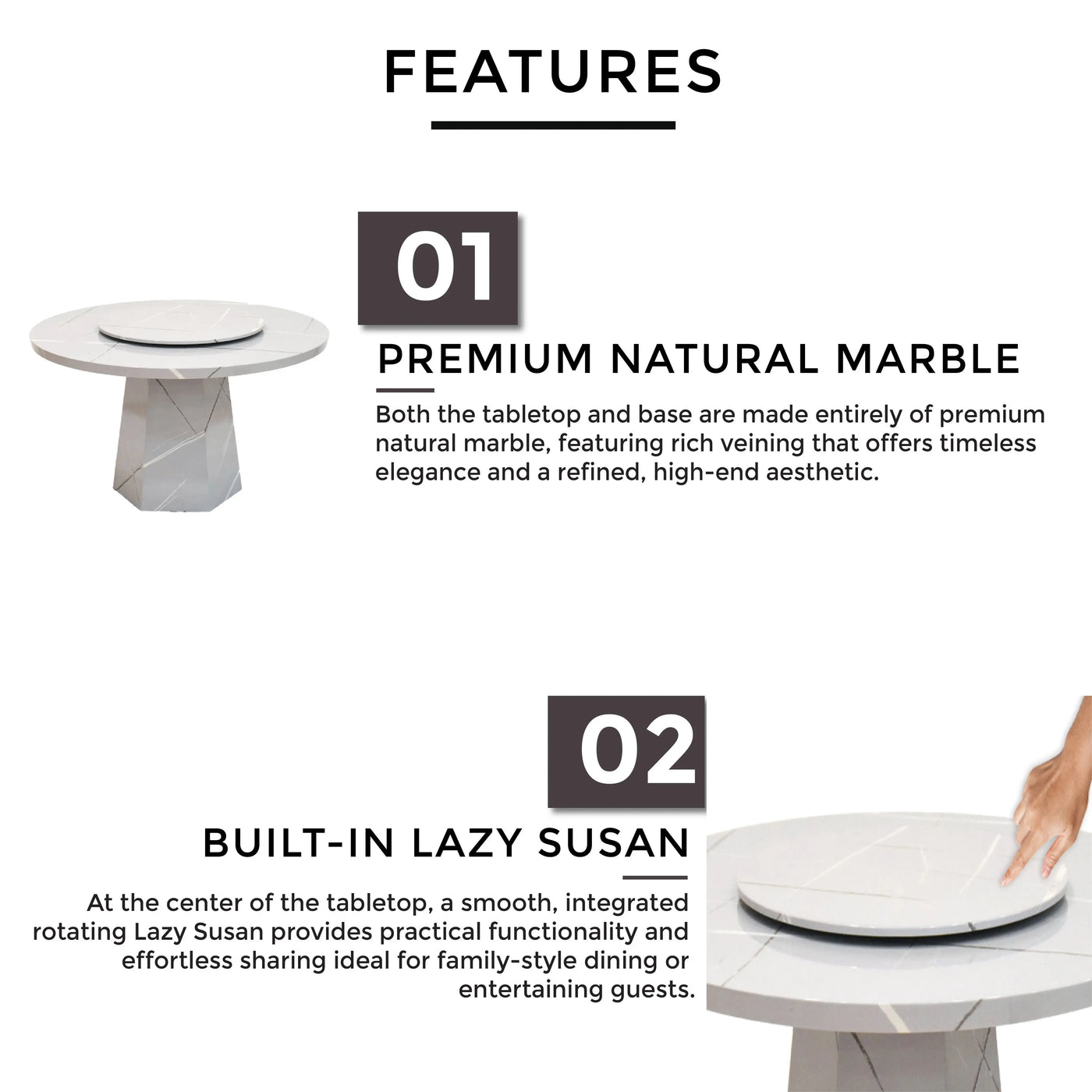 PIXY NATURAL MARBLE  Dining Table Td Furniture
