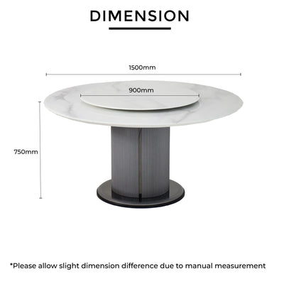 TYLAN Marble Dining Table dimensions L1500mm H750mm RD900mm