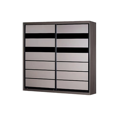 Sliding wardrobe with gray doors on a white background