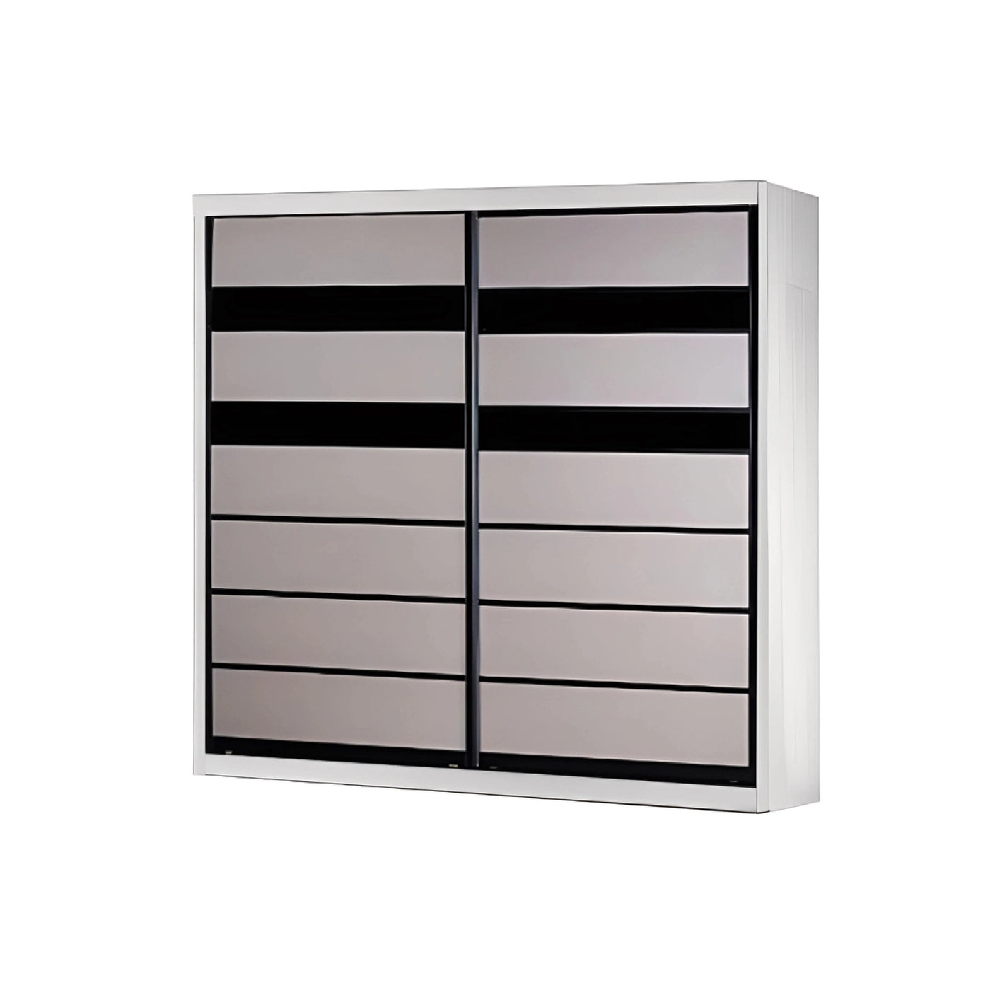 Sliding wardrobe with gray doors on a white background