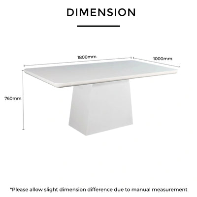 L1800mm × D1000mm × H760mm, rectangular design with solid geometric base.