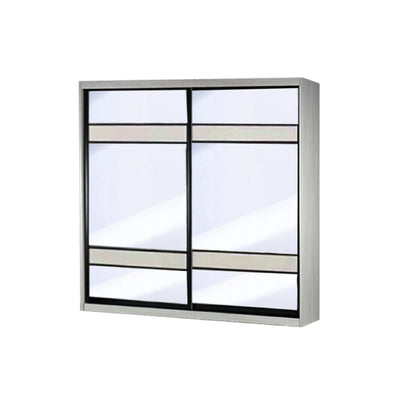 Rectangular mirror with a silver frame on a white background