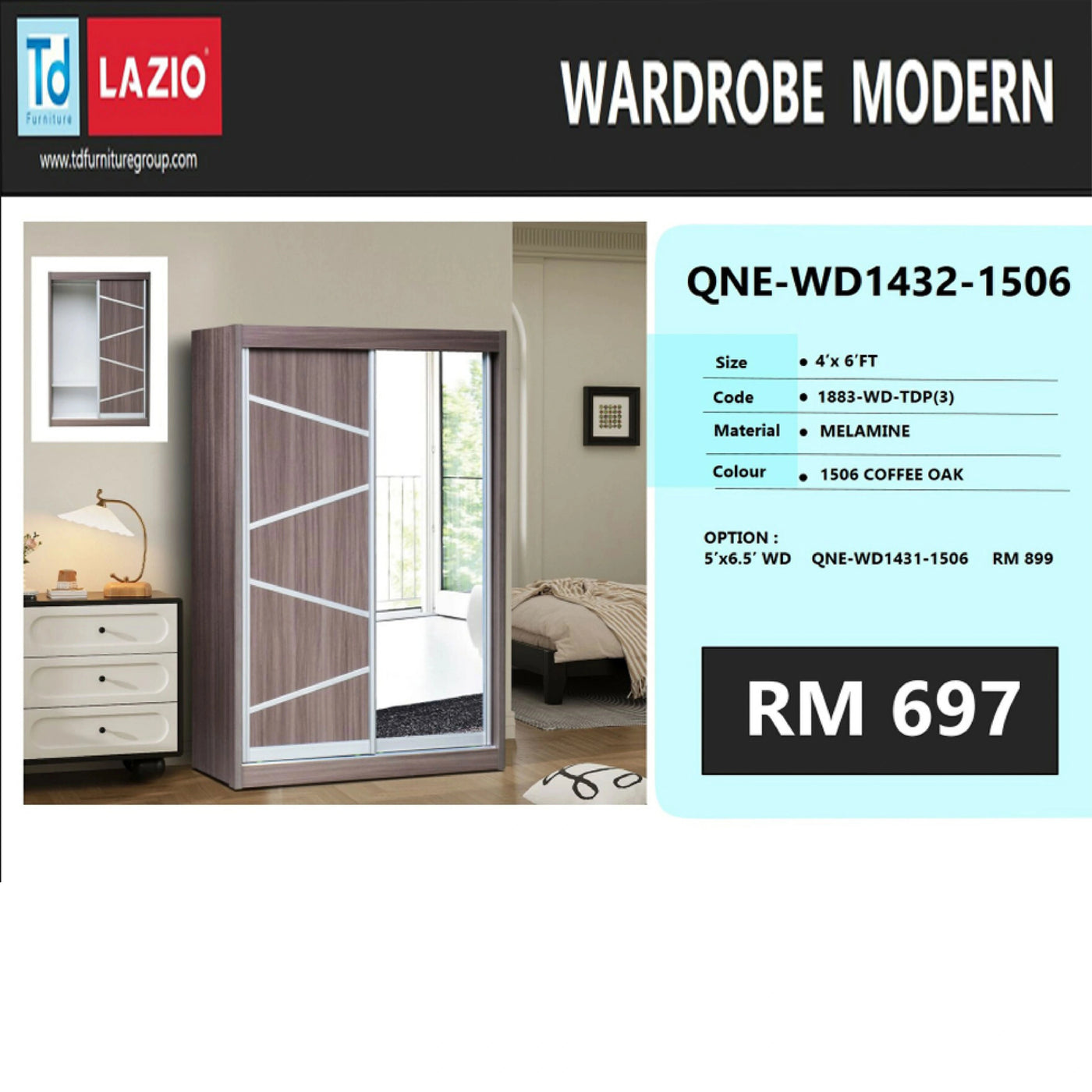 XARINA Sliding Door Wardrobe Td Furniture
