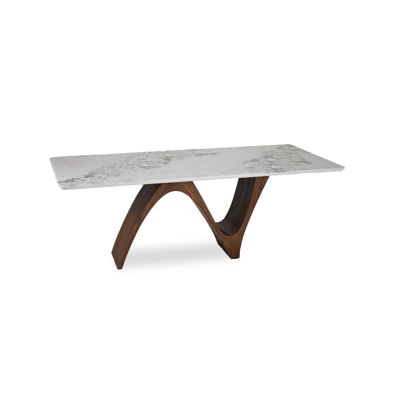 ZORIN Marble Dining Table 
Rectangular dining table with green diamond marble top, smooth rounded edges, and sculptural veneer legs - TD Furniture