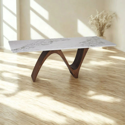 ZORIN Marble Dining Table in dining room
Luxury marble table with unique veining and bold wood base, styled in a bright modern dining space - TD Furniture