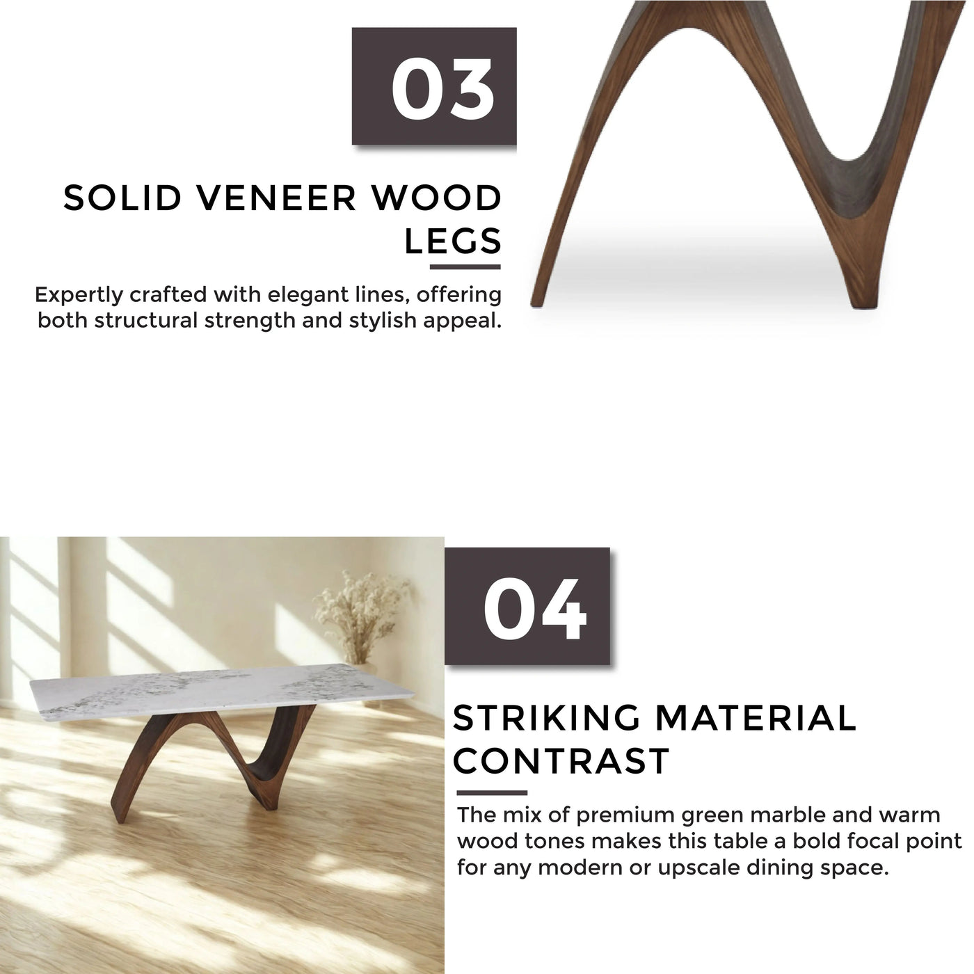 ZORIN Marble Dining Table statement piece
Elegant sculptural dining table with a bold mix of marble and veneer, perfect for upscale interiors - TD Furniture