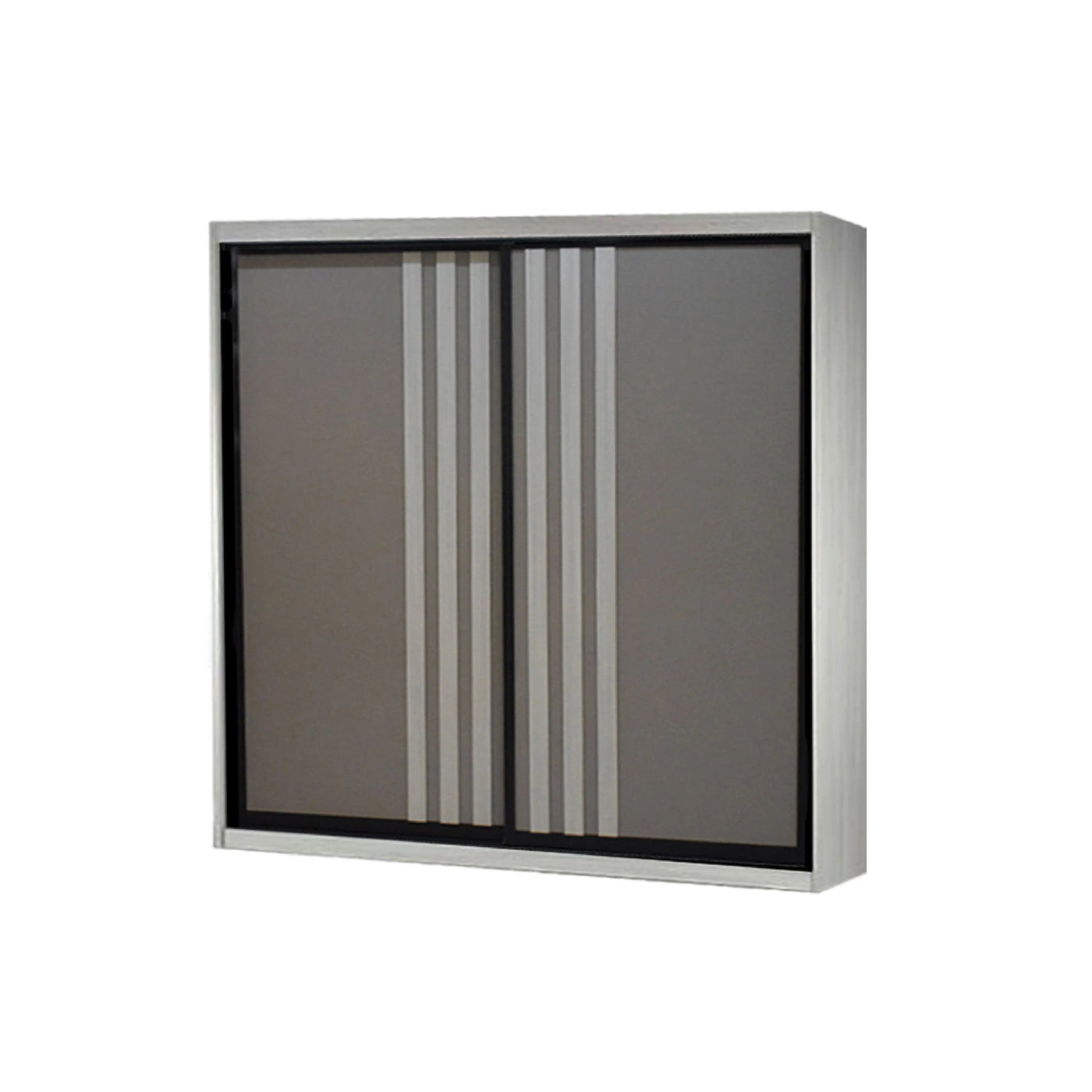 Wall-mounted cabinet with sliding doors on a white background