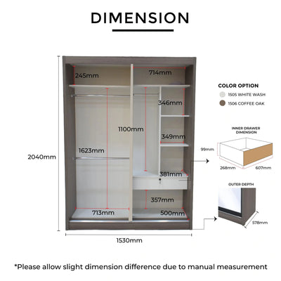 MADDY 2 Sliding Door Wardrobe Td Furniture