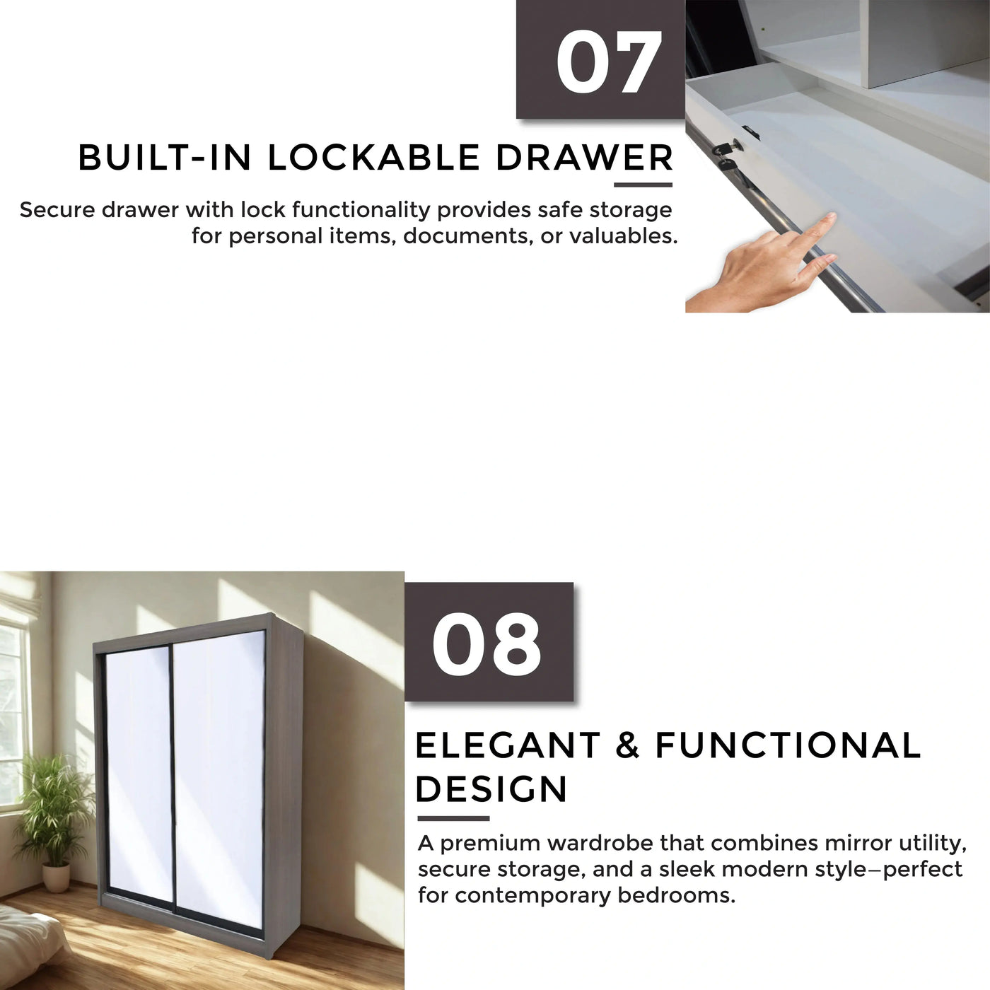 MADDY 2 Sliding Door Wardrobe Td Furniture