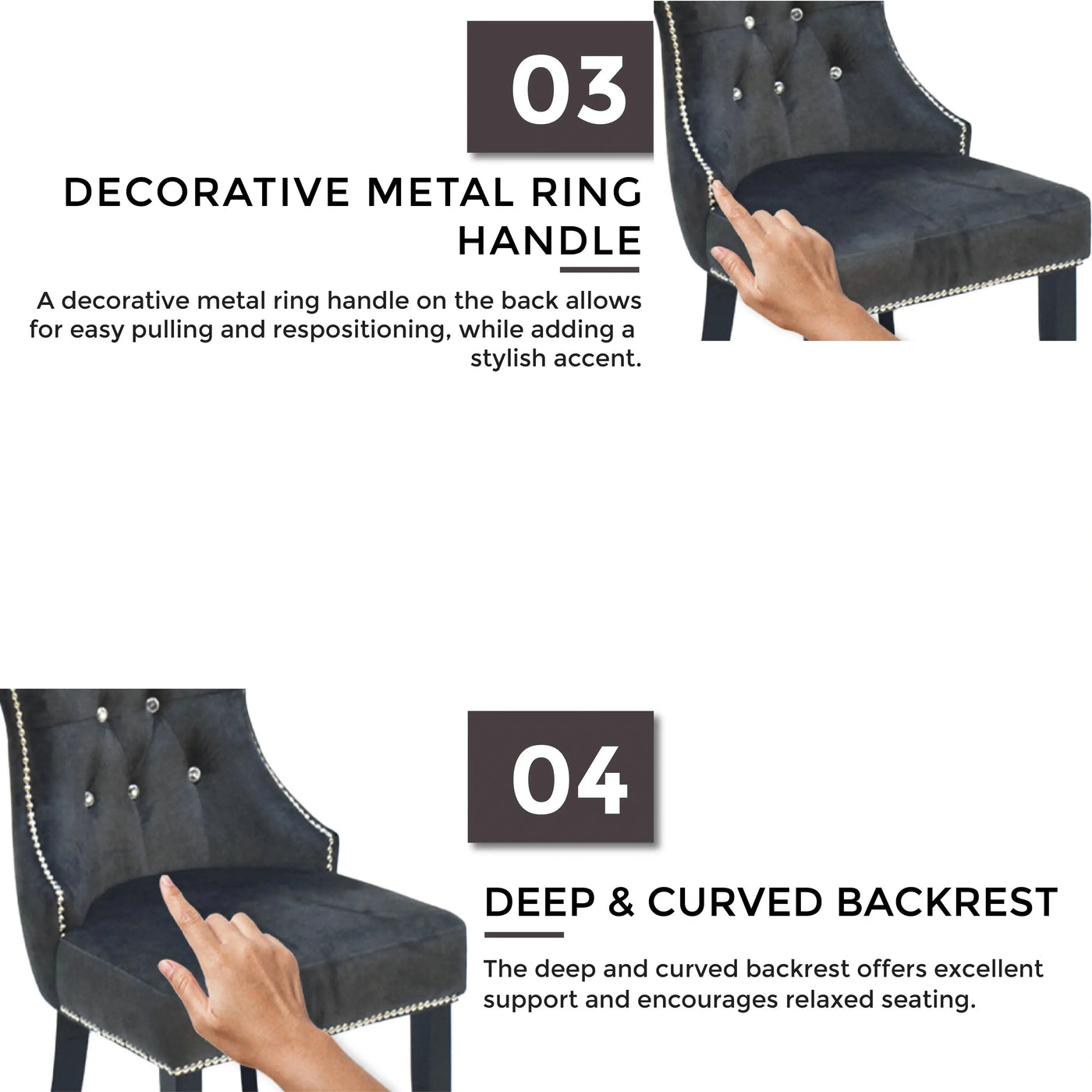 ELIZE Dining Chair Dark Grey Td Furniture