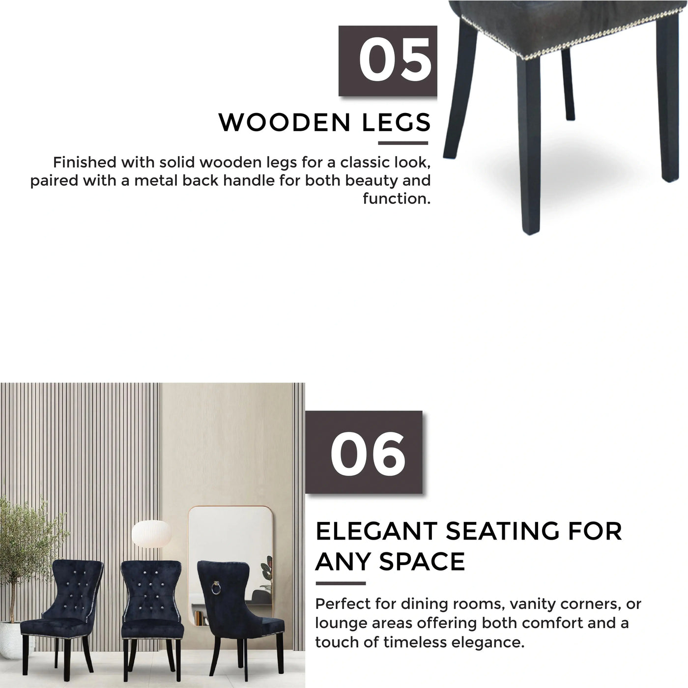 ELIZE Dining Chair Dark Grey Td Furniture